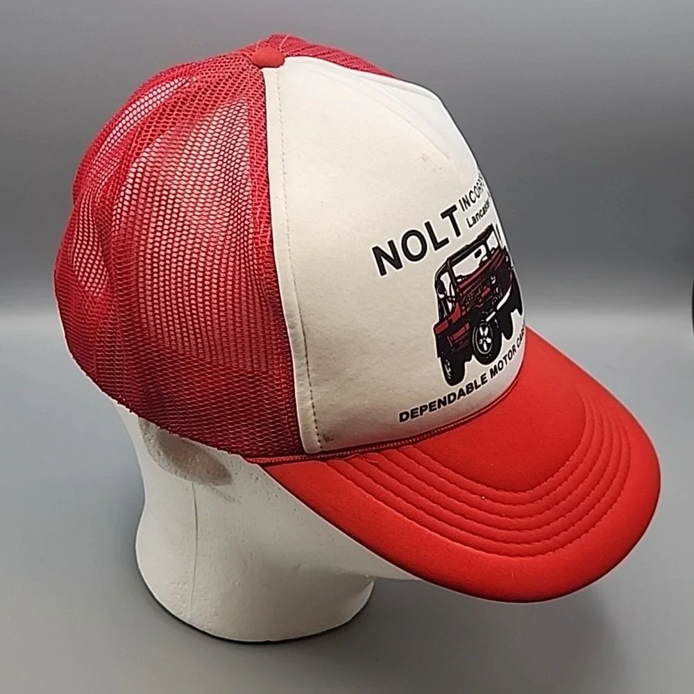 Nolt Incorporated‎ Trucker Hat Red White Jeep Graphic Vintage Snapback